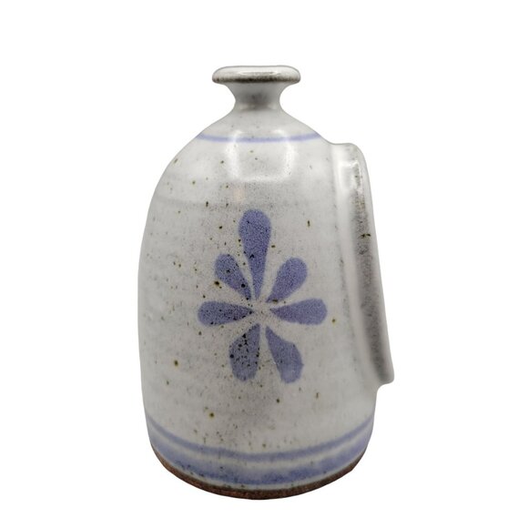 Handmade Pottery Scrubbie Sponge Holder Blue Speckled Flower Bell Shaped - Picture 4 of 7